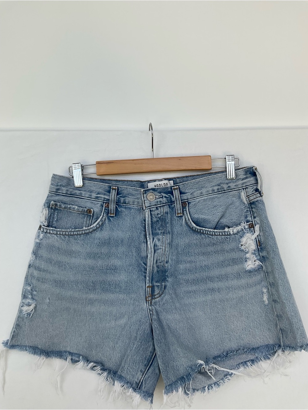 Agolde Parker long Frayed Denim Shorts